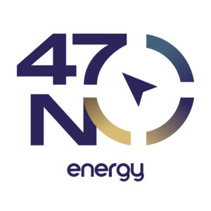 Logo featuring the number 40 in dark blue with a gradient arc circle and the word energy beneath it in matching blue.
