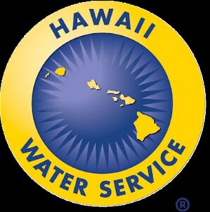 Hawaii Water Logo - Alliance for Water Efficiency Hawaii Water Service logo: circular seal with a yellow outer ring and blue inner circle showing the Hawaii islands in the center