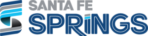 Santa Fe Springs city logo with a stylized S and blue wave design beside the text.