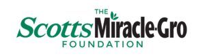 The Scotts Miracle-Gro Foundation logo with green'Scotts', black 'Miracle-Gro', and a green 'FOUNDATION' wordmark with a small leaf accent.