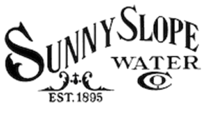 Sunny Slope - Alliance for Water Efficiency Sunny Slope Water logo with ornate typography, including 'Est. 1895' and a decorative flourish with an eye symbol.